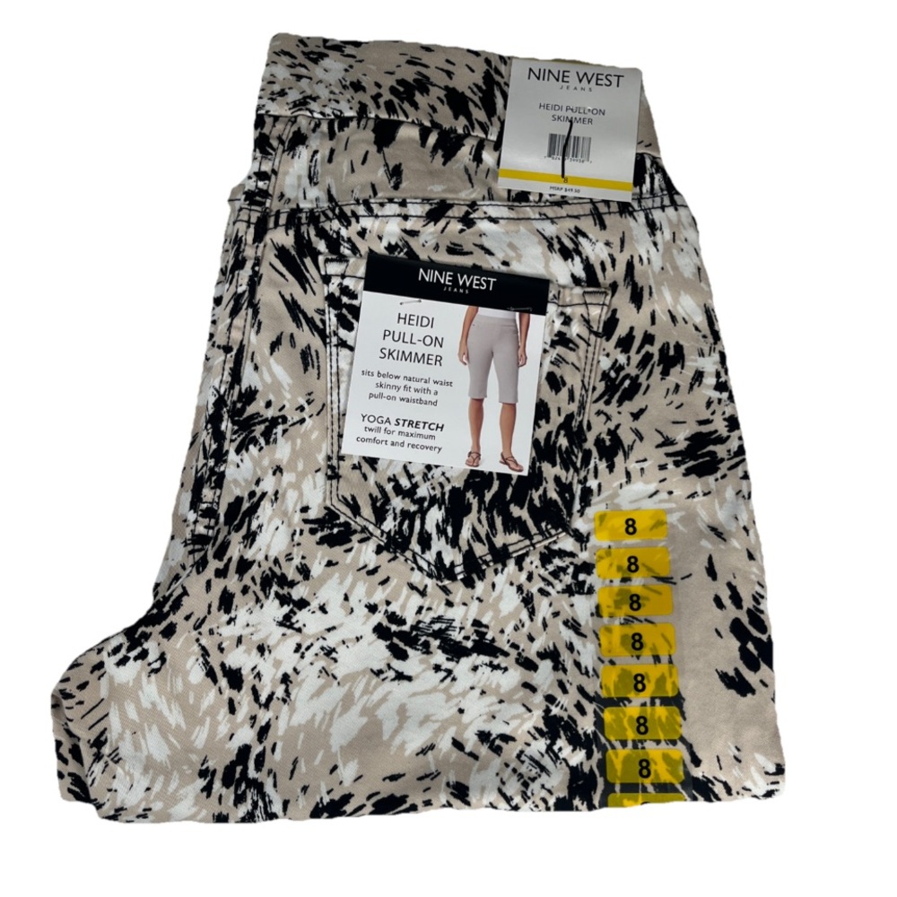 Nine West Heidi Pull-on Skimmer shorts Yoga Stretch‎ Skinny fit mid rise leopard
